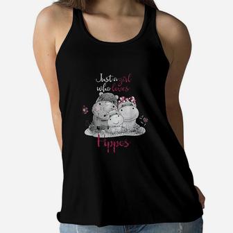 Just A Girl Who Loves Hippo Women Flowy Tank | Crazezy AU