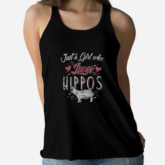 Just A Girl Who Loves Hippos Africa Animal Women Flowy Tank | Crazezy AU