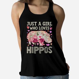 Just A Girl Who Loves Hippos Hippo Hippopotamus Women Flower Women Flowy Tank | Crazezy AU