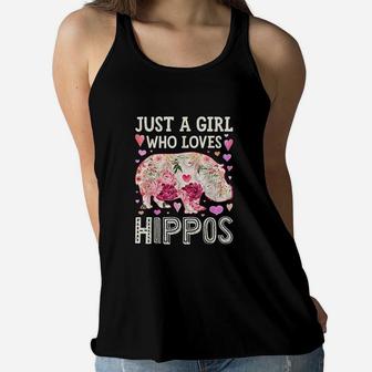 Just A Girl Who Loves Hippos Women Flowy Tank | Crazezy UK
