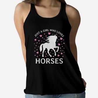 Just A Girl Who Loves Horses Cowgirl Horse Girl Riding Gift Women Flowy Tank | Crazezy