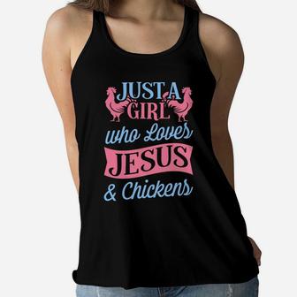 Just A Girl Who Loves Jesus And Chickens Christmas Gift Women Flowy Tank | Crazezy CA