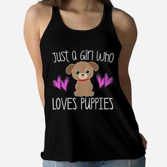Just A Girl Who Loves Puppies Women Flowy Tank - Thegiftio UK