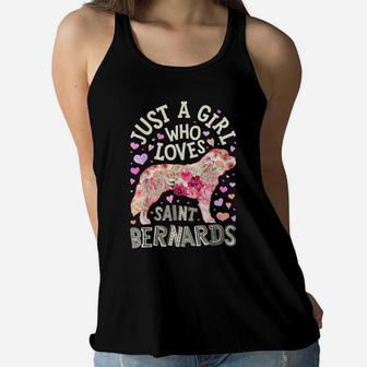 Just A Girl Who Loves Saint Bernards St Bernard Dog Flower Women Flowy Tank | Crazezy AU
