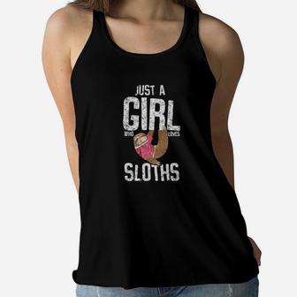 Just A Girl Who Loves Sloths Lazy Animal Distressed Women Flowy Tank - Thegiftio UK