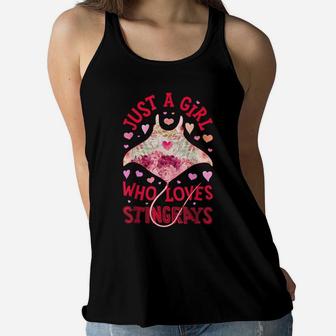 Just A Girl Who Loves Stingrays Stingray Flower Floral Gifts Women Flowy Tank | Crazezy CA