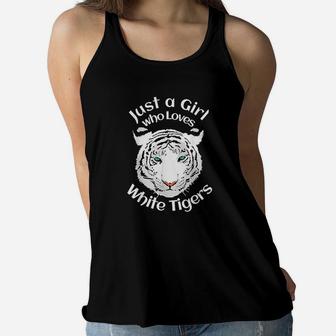 Just A Girl Who Loves Tigers White Tigers Women Flowy Tank | Crazezy CA