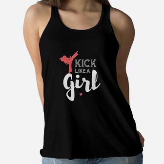 Kick Like A Karate Girl Fight Sport Gift Women Flowy Tank - Thegiftio UK
