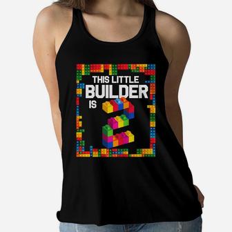 Kids 2 Year Old Building Blocks Birthday T Shirt Brick 2Nd Gift Women Flowy Tank | Crazezy CA