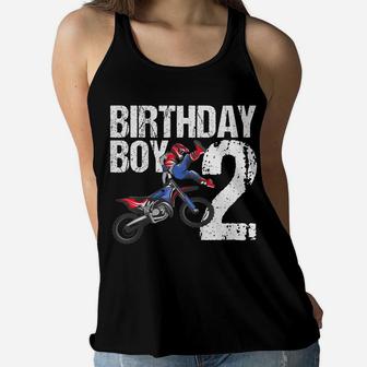 Kids 2 Year Old Dirt Bike Birthday Party Motocross Mx 2Nd Gift Women Flowy Tank | Crazezy