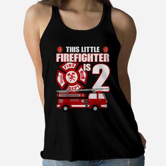 Kids 2 Year Old Firefighter Birthday Party Fire Truck 2Nd Gift Women Flowy Tank | Crazezy CA