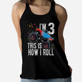 Kids 3 Year Old Shirt 3Rd Birthday Boy Monster Truck Car T Shirt Women Flowy Tank | Crazezy