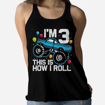 Kids 3 Year Old Shirt 3Rd Birthday Boy Monster Truck Car Women Flowy Tank | Crazezy