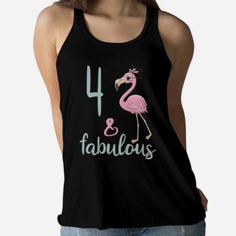 Kids 4Th Bday Girl Fabulous Flamingo Outfit 4 Year Old Cute Gift Women Flowy Tank | Crazezy CA