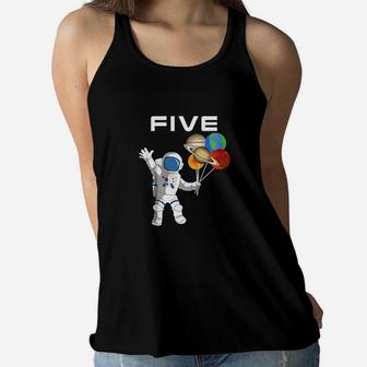 Kids 5 Year Old Outer Space Birthday Party 5Th Birthday Women Flowy Tank | Crazezy CA