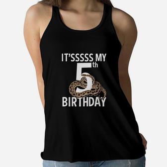 Kids 5 Year Old Snake Birthday Party Boa Python Reptile 5Th Gift Women Flowy Tank | Crazezy