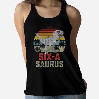 Kids 6 Year Old Dinosaur Birthday 6Th T Rex Dino Six Saurus Women Flowy Tank | Crazezy CA