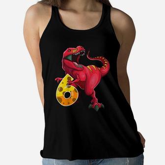 Kids 6Th Birthday Shirt Dino T Rex 6 Years Old Dinosaur Boys Girl Women Flowy Tank | Crazezy AU