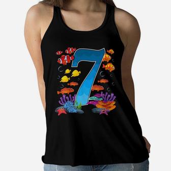 Kids 7 Year Old Under The Sea Birthday Ocean Fish Theme 7Th Gift Women Flowy Tank | Crazezy CA
