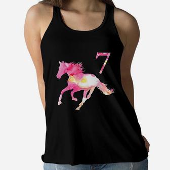 Kids 7Th Birthday Horse Gift For 7 Year Old Girls Women Flowy Tank | Crazezy