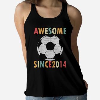 Kids 7Th Birthday Soccer Lover Gift 7 Years Old Vintage Retro Women Flowy Tank | Crazezy AU