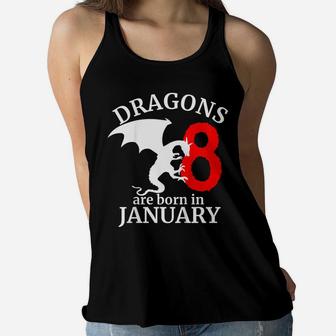 Kids 8 Year Old 8Th Birthday Dragons Are Born In January Gift Women Flowy Tank | Crazezy