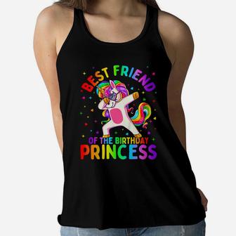 Kids Best Friend Of The Birthday Princess Girl Dabbing Unicorn Women Flowy Tank | Crazezy DE