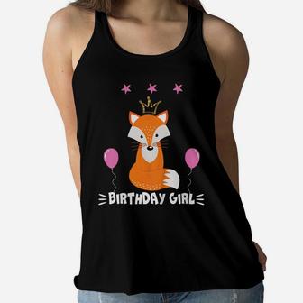Kids Birthday Girl Party Animal Shirt Cool Cute Fox Women Flowy Tank | Crazezy