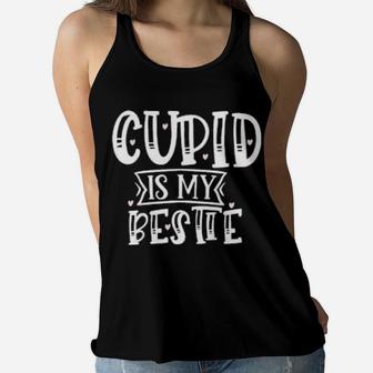Kids Cute Valentines Day And Girls Cupid Is My Bestie Women Flowy Tank - Monsterry AU