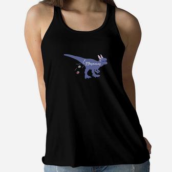 Kids Dinosaur Easter Kids Rabbit Ears And Painted Eggs Top Women Flowy Tank - Thegiftio UK