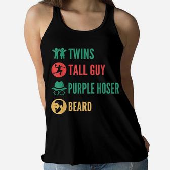 Kids Dude Tall Guy Beard Twins Purple Hoser Retro Vintage Women Flowy Tank | Crazezy DE