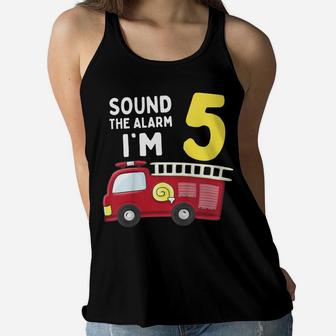 Kids Fire Truck 5Th Birthday T Shirt Boy Firefighter 5 Year Old Women Flowy Tank | Crazezy
