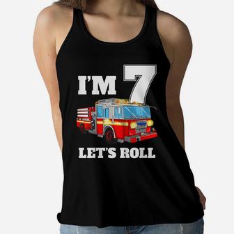 Kids Fire Truck 7Th Birthday T Shirt Boy Firefighter 7 Year Old Women Flowy Tank | Crazezy