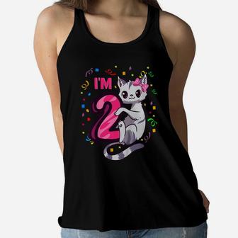 Kids Girls 2Nd Birthday Outfit I'm 2 Years Old Cat Kitty Kitten Women Flowy Tank | Crazezy AU