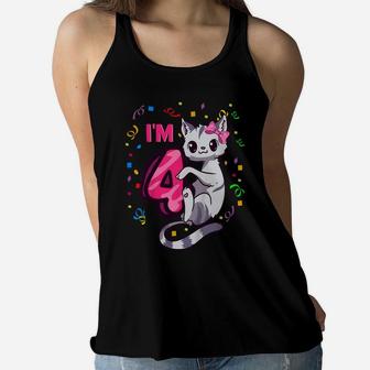 Kids Girls 4Th Birthday Outfit I'm 4 Years Old Cat Kitty Kitten Women Flowy Tank | Crazezy CA