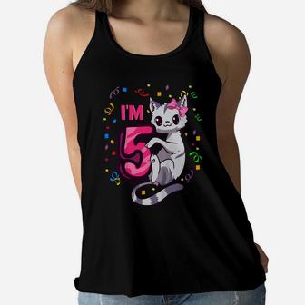 Kids Girls 5Th Birthday Outfit I'm 5 Years Old Cat Kitty Kitten Women Flowy Tank | Crazezy DE