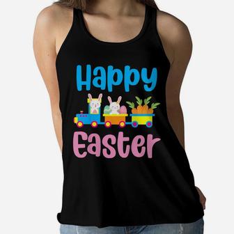 Kids Happy Easter Bunny Rabbit Egg Hunting Train Lover Women Flowy Tank | Crazezy
