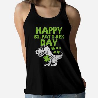 Kids Happy St Pat T-Rex Day Dino Saurus St Patricks Day Boys Gift Women Flowy Tank | Crazezy