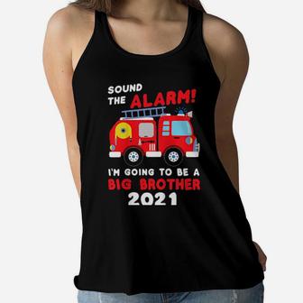 Kids Im Going To Be A Big Brother Firetruck Baby Reveal Women Flowy Tank - Monsterry