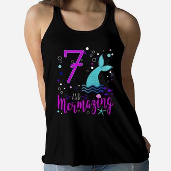 Kids Mermaid Girls 7Th Birthday Shirt 7 Years Old Party Gift Women Flowy Tank | Crazezy DE