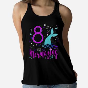Kids Mermaid Girls 8Th Birthday Shirt 8 Years Old Party Gift Women Flowy Tank | Crazezy DE