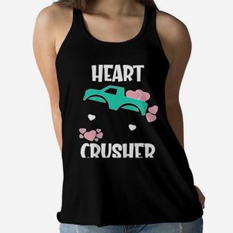 Kids Monster Truck Valentines Day Boys Girls Women Flowy Tank - Monsterry