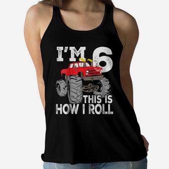 Kids Monster Trucks 6Th Birthday Party Shirt Six Years Women Flowy Tank | Crazezy