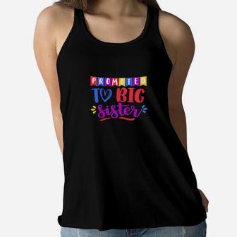 Kids Promoted To Big Sister Pregnancy Announcement For Girl Women Flowy Tank - Monsterry