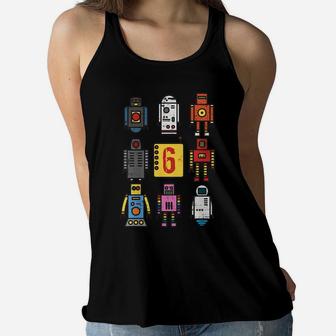 Kids Robot 6Th Birthday Shirt - Retro Robotics With Number Six Women Flowy Tank | Crazezy UK