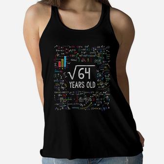 Kids Square Root Of 64 8Th Birthday 8 Year Old Gifts Math Bday Women Flowy Tank | Crazezy
