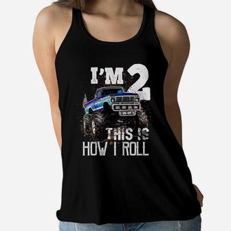 Kids This Is How I Roll Monster Truck 2Nd Birthday Shirt Boy Gift Women Flowy Tank | Crazezy