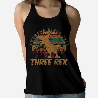 Kids Three Rex 3Rd Birthday Gifts Third Dinosaur 3 Year Old Women Flowy Tank | Crazezy AU