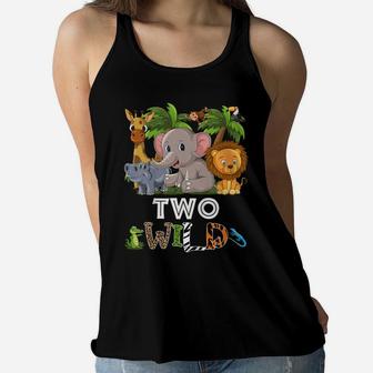 Kids Two Wild Zoo Theme Birthday Safari Jungle Matching Party Women Flowy Tank | Crazezy UK