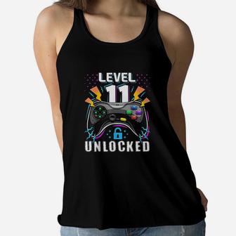 Level 11 Unlocked Video Game 11Th Birthday Gamer Gift Boys Women Flowy Tank | Crazezy